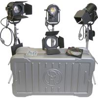 

Mole-Richardson TweenieLED 100W Tungsten Three-Light Kit, Includes 4-Way 4-Leaf Barndoor, 5.12" Half Single and Half Double Moledura Scrim, Scrim Bag, Molded Case