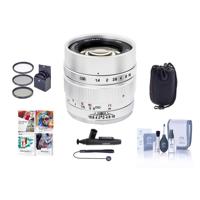 

Mitakon Zhongyi Speedmaster 35mm f/0.95 Mark II Lens for Fuji x Mirrorless Cameras Silver - Bundle With 55mm Fliter Kit, Lens Pouch, Cleaning Kit, Capleash, Lens Pen Lens Cleaner, PC Software Package