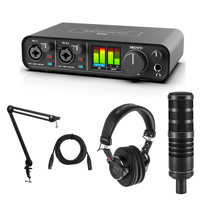 

MOTU M2 Desktop 2x2 USB-C Audio Interface Bundle with H&A AC50 Cardioid Dynamic Microphone, Professional Monitor Headphones, Broadcast Arm, XLR M to XLR F Mic Cable 15-Foot