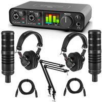 

MOTU M2 Desktop 2x2 USB-C Audio Interface Bundle with 2 Pack H&A AC50 Cardioid Dynamic Microphone, 2x Professional Monitor Headphones, 2x Broadcast Arm, 2x XLR M to XLR F Mic Cable 15-Foot