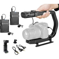 

Movo Photo MicRig-W2 Wireless Microphone Filmmaker Kit with Video Handle Stabilizer & 2x Omnidirectional Lavalier Microphones