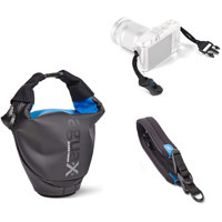 

miggo agua Quick Draw Stormproof Holster 25 CSC, for Large Mirrorless / Superzoom Cameras Including Sony A7, Fuji X-T1, Olympus OM-D, Black/Blue