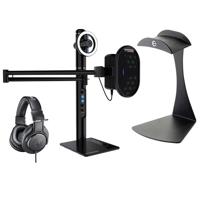 

Marantz Professional Turret Broadcaster Video-Streaming System, Includes Tower, Base and Microphone, - Bundle With Audio-Technica ATH-M20x Pro Monitor Headphones, K & M 16075 Headphone Table Stand
