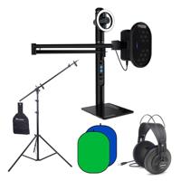 

Marantz Professional Turret Broadcaster Video-Streaming System, Includes Tower, Base and Microphone, + Samson SR850 Professional Studio Reference Headphones + Flashpoint 11.5' Aluminum 5 Section Super Light Stand with Boom Extension and Reflector Holder A