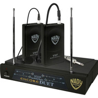 

Nady Encore Duet Dual Wireless Lavalier System, Includes Receiver, 2 Omnidirectional Lavalier Microphones, 2 Antennas, Power Supply, P & R Band