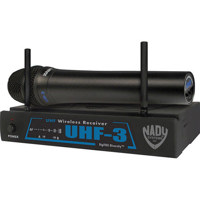 

Nady UHF-3 Handheld UHF Wireless Microphone System, Includes Receiver, Transmitter, 2 Antennas, Power Supply, 250' Range, MU3/484.55MHz
