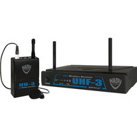 

Nady UHF-3 UHF DigiTRU Wireless Lavalier Microphone System, Includes Receiver, UB-3 Transmitter, Lavalier Mic, 2 Antennas, Power Supply, MU3/484.55MHz