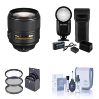 

Nikon AF-S NIKKOR 105mm f/1.4E EDIF Telephoto Lens - U.S.A. Warranty - With Flashpoint Zoom Li-on X R2 TTL On-Camera Round Flash Speedlight For Nikon, 82mm Filter Kit, Cleaning Kit