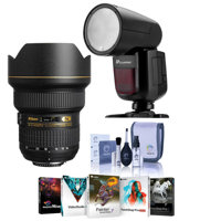 

Nikon 14-24mm f/2.8G ED-IF AF-S NIKKOR Lens F/DSLR Cameras - U.S.A. Warranty - Bundle With Flashpoint Zoom Li-on X R2 TTL On-Camera Round Flash Speedlight For Nikon, Cleaning Kit, Software Package