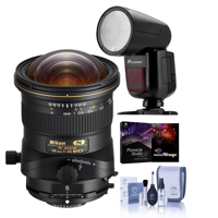 

Nikon PC NIKKOR 19mm f/4E ED Perspective Control Lens, U.S.A. Warranty - With Flashpoint Zoom Li-on X R2 TTL On-Camera Round Flash Speedlight For Nikon, Cleaning Kit, Pro Software Package