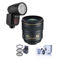 

Nikon 24mm f/1.4G AF-S ED NIKKOR Lens - U.S.A. Warranty - Bundle Flashpoint Zoom Li-on X R2 TTL On-Camera Round Flash Speedlight For Nikon, 77mm Filter Kit, Cleaning Kit