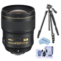 

Nikon 28mm f/1.4E AF-S NIKKOR Lens U.S.A. Warranty - Bundle With Vanguard Alta Pro 264TBH Tripod and TBH-100 Head with Arca-Swiss QR Plate, Cleaning Kit, Microfiber Cloth