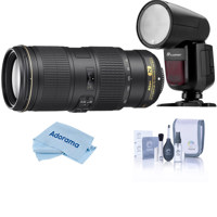 

Nikon 70-200mm f/4G ED AF-S VR Zoom NIKKOR Lens U.S.A. Warranty - With Flashpoint Zoom Li-on X R2 TTL On-Camera Round Flash Speedlight For Nikon, Cleaning Kit, Microfiber Cloth