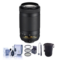 

Nikon AF-P DX NIKKOR 70-300mm f/4.5-6.3G ED VR Lens - USA Warranty - Bundle with 58mm Filter Kit, Lens Pouch, Cleaning Kit, Cap Leash