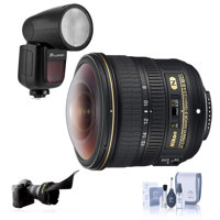 

Nikon 8-15mm f/3.5-4.5E EDIF AF-S Fisheye NIKKOR Lens - Nikon U.S.A. Warranty - Bundle Flashpoint Zoom Li-on X R2 TTL On-Camera Round Flash Speedlight For Nikon, Flex Lens Shade, Cleaning Kit