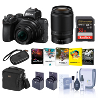 

Nikon Z50 DX-Format Mirrorless Camera with NIKKOR Z DX 16-50mm f/3.5-6.3 VR & Z DX 50-250mm f/4.5-6.3 VR Lenses - Bundle With Camera Case, 32GB SDHC U3 Card, 62 / 46mm Filter Kits, PC Software, More