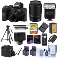 

Nikon Z50 DX-Format Mirrorless Camera with Z DX 16-50mm f/3.5-6.3 VR & Z DX 50-250mm f/4.5-6.3 VR Lenses - Bundle With Camera Case, 64GB SDXC Card, Tripod, 62/46mm Filter Kit, Pro software, And More