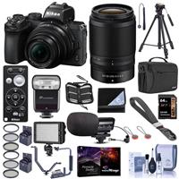 Nikon Z50 DX-Format Mirrorless Camera with Z DX 16-50mm f/3.5-6.3 VR & Z DX 50-250mm f/4.5-6.3 VR Lenses - Bundle With Camera Case, 64GB SDXC Card, Tripod, 62/46mm Filter Kit, Pro software, And More