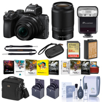 

Nikon Z50 DX-Format Mirrorless Camera with NIKKOR Z DX 16-50mm f/3.5-6.3 VR & Z DX 50-250mm f/4.5-6.3 VR Lenses, Bundle With LowePro Camera Bag, 64GB Card, Peak Design Wrist Strap, Filters and More