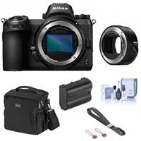 Nikon Z6 FX-Format Mirrorless Camera Body with FTZ Mount Adapter - Bundle with Bag, Extra Battery, Wrist Strap, Cleaning Kit