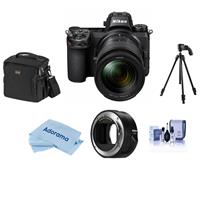 Nikon Z7 FX-Format Mirrorless Camera with NIKKOR Z 24-70mm f/4 S Lens - Bundle With 4-section Aluminum Tripod with BallHead Gunmetal, Camera Case, Cleaning Kit, Card Reader