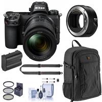 Nikon Z7 FX-Format Mirrorless Camera with NIKKOR Z 24-70mm f/4 S Lens with FTZ Adapter Bundle with Backpack, Peak Design SlideLITE Strap, Extra Battery, Filter Kit, Cleaning Kit