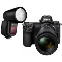 Nikon Z7 FX-Format Mirrorless Camera with NIKKOR Z 24-70mm f/4 S Lens - With Flashpoint Zoom Li-on X R2 TTL On-Camera Round Flash Speedlight For Nikon (V1)