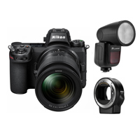 

Nikon Z7 FX-Format Mirrorless Camera with NIKKOR Z 24-70mm f/4 S Lens - With Nikon Mount Adapter FTZ, Flashpoint Zoom Li-on X R2 TTL On-Camera Round Flash Speedlight For Nikon (V1)