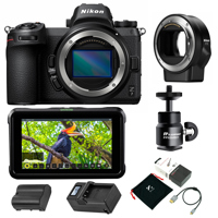 

Nikon Z7 FX-Format Mirrorless Camera Body - Bundle With Nikon Mount Adapter FTZ, Atomos Shinobi 5.2" IPS Touchscreen Recording Monitor, Zilr 4Kp60 HDMI Secure Cable, NP-F970 Battery, Charger, Ballhead