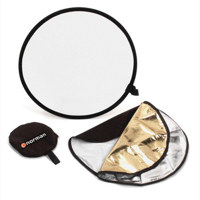 

Norman #CRK-22, 22" 5-in-1 Collapsible Disc Reflector, Translucent, White, Black, Silver, Gold.