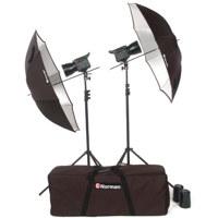 

Norman KCKIT-2 Allure C1000 Kit, 2-C1000 Constant Output Quartz Light Kit with Stands, Umbrellas, QQL-350 and QL-650 Lights and 1-Light Weight Case