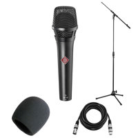 

Neumann KMS 105 Supercardiod Vocal Condenser Microphone, Black Bundle with Tripod Mic Stand, XLR Cable and Windscreen