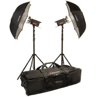

Norman ML-KIT1200 2 Light Travel Kit with 2 ML600 Monolights, WB45 White Umbrellas, 13' Heavy Duty Light Stands and Wheeled Case