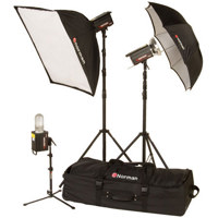 

Norman ML-KIT1700 3 Light/1 Softbox Kit with 2 ML600 & 1 ML400 Monolights, 36" Softbox, Umbrella, 13' HD & Background Light Stands, BG Light Reflector & Case