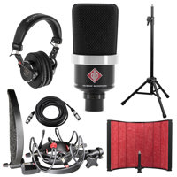

Neumann TLM102 Large Diaphragm Cardioid Studio Condenser Microphone, Black Bundle with Rycote InVision Studio Kit, Isolation Filter, Headphones, Tripod Mic Stand and XLR Cable