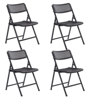 

National Public Seating 4 Pack Airflex Series Premium Polypropylene Folding Chair, Black Surface, Black Frame