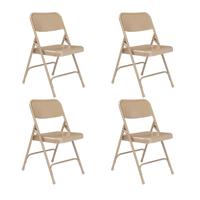 

National Public Seating 4 Pack 201 Premium All-Steel Double Hinge Folding Chair, Beige Surface, Beige Frame