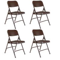 

National Public Seating 4 Pack 203 Premium All-Steel Double Hinge Folding Chair, Brown Surface, Brown Frame