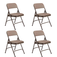 

National Public Seating 4 Pack 2207 Deluxe Fabric Upholstered Double Hinge Premium Folding Chair, Russet Walnut Surface, Brown Frame