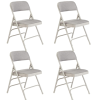 

National Public Seating 4 Pack 2302 Deluxe Fabric Upholstered Triple Brace Double Hinge Premium Folding Chair, Graystone Surface, Gray Frame