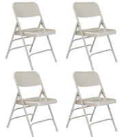 

National Public Seating 4 pack 302 Deluxe All-Steel Triple Brace Double Hinge Folding Chair, Gray Surface, Gray Frame