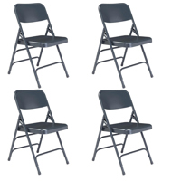 

National Public Seating 4 Pack 304 Deluxe All-Steel Triple Brace Double Hinge Folding Chair, Blue Surface, Blue Frame