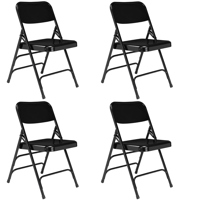 

National Public Seating 4 Pack 310 Deluxe All-Steel Triple Brace Double Hinge Folding Chair, Black Surface, Black Frame