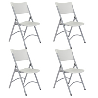 

National Public Seating 4 Pack 602 Heavy Duty Plastic Folding Chair, Speckled Gray Surface, Textured Gray Frame