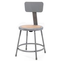 

National Public Seating 6200 Series 18" Heavy Duty Steel Stool with Backrest, Masonite Wood Seat, Gray Frame