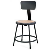

National Public Seating 6200 Series 18" Heavy Duty Steel Stool with Backrest, Masonite Wood Seat, Black Frame