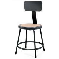 

National Public Seating 6200 Series 18" Heavy Duty Steel Stool with Backrest, Masonite Wood Seat, Black Frame