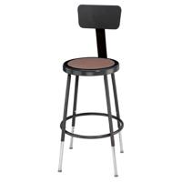 

National Public Seating 6200 Series 19"-27" Height Adjustable Heavy Duty Steel Stool with Backrest, Masonite Wood Seat, Black Frame