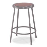 

National Public Seating 6200 Series 24" Heavy Duty Steel Stool, Masonite Wood Seat, Gray Frame