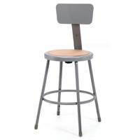 

National Public Seating 6200 Series 24" Heavy Duty Steel Stool with Backrest, Masonite Wood Seat, Gray Frame
